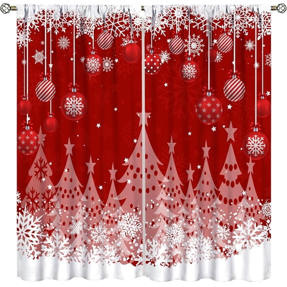 70 Inch Window Christmas Curtains Snowflakes Pine Window Treatments for Kids Girls ...