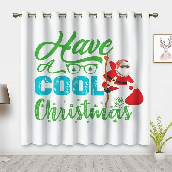 Christmas Curtains, White Santa Claus Curtains Blackout Curtains for Baby Room Bedroom Decoration, Christmas Gifts(Rod Pocket)