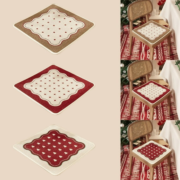 Christmas Cushion Cover 1PC,Festive Chair PadPlush Polyester Sofa Protector Non-Slip Backing for Holiday Decor(Brown)