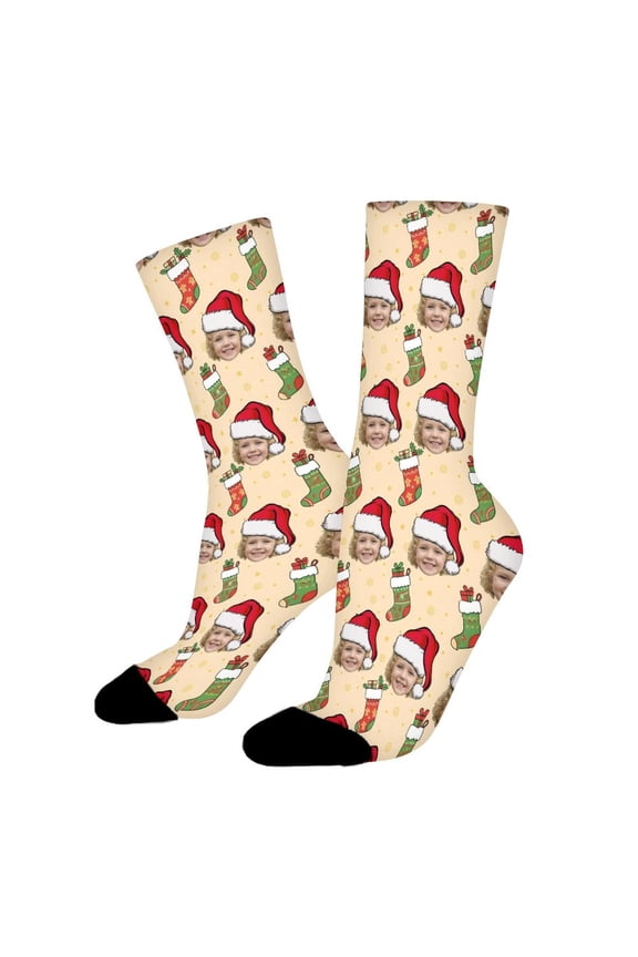 Christmas Custom Face Socks Funny Novelty Crew Socks for Women Men Sports
