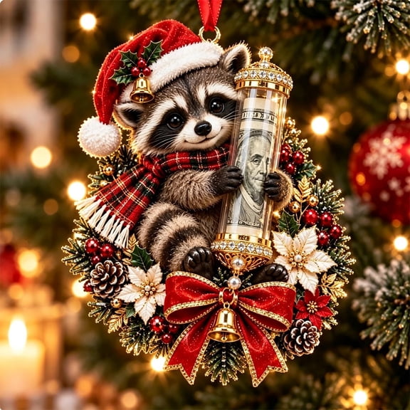 Christmas Cute Animal Cash Gift Ornament, Animal Cash Gift Ornament, Festive Animal Acrylic Money Holder Hanging Decoration with Clear Tubes for Stocking Stuffer