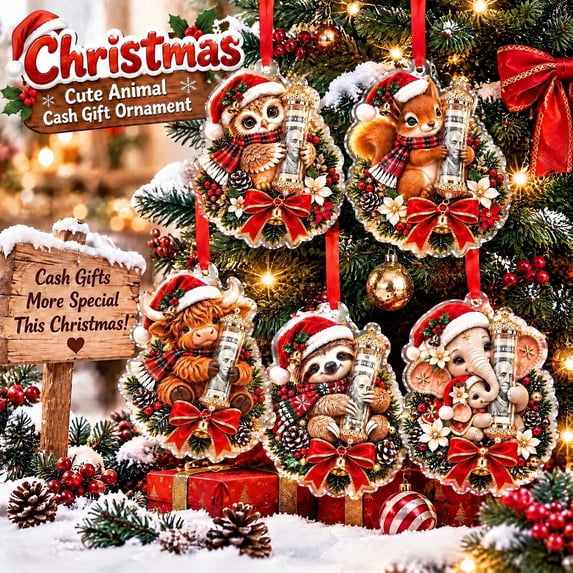 Christmas Cute Animal Cash Gift Ornament Money Holder Hanging ...
