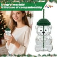 thumbnail image 1 of Christmas Cute Bear Glass Straw Cup - Transparent Design with Green Lid & Striped Straw, Festive-Style Drinkware Perfect for Daily Use & Collection, 1 of 6