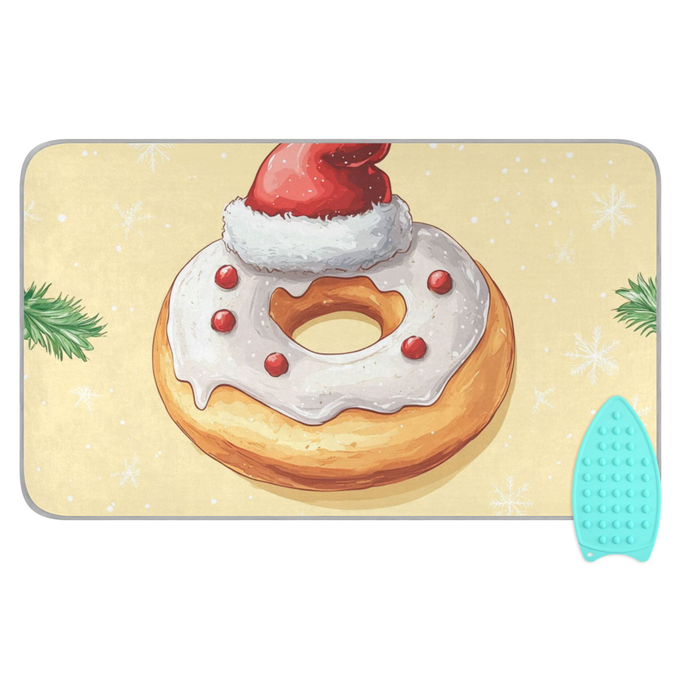 Christmas Cute Doughnut Ironing Mat Blanket Portable Travel Ironing Pad Heat Resistant Pad 47.2" x 27.6”