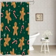 thumbnail image 1 of Christmas Cute Gingerbread Decor Shower Curtain,Gingerbread Candy Canes On Dark Bathroom Decor Polyester Fiber Plastic Rings Quick-Drying Waterproof for Bathtubs/Bathroom, 72x36 inches, 1 of 6