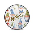 Christmas Cute Gnomes Leaves Cartoon Acrylic Round Clock Battery