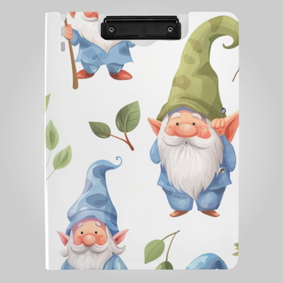 Christmas Cute Gnomes Leaves Cartoon Foldable Binder Folder Clipboard with Pen Slot Double Clips A4 Size File Storage