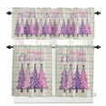 thumbnail image 1 of Christmas Cute Kitchen Curtains and Valances Set, Gradient Plaid Striped Colorful Polka Dot Xmas Tree Rod Pocket Window Valance Window Curtain Panels for Living Room Bedroom, 27.5x24in, 3 Pieces, 1 of 7