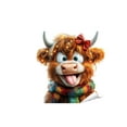 thumbnail image 1 of Christmas Cute Little Calf Animal Wall Stickers, Home Decoration For Living Room Bedroom, Adorable Festive Design With Scarf And Bow, 1 of 6