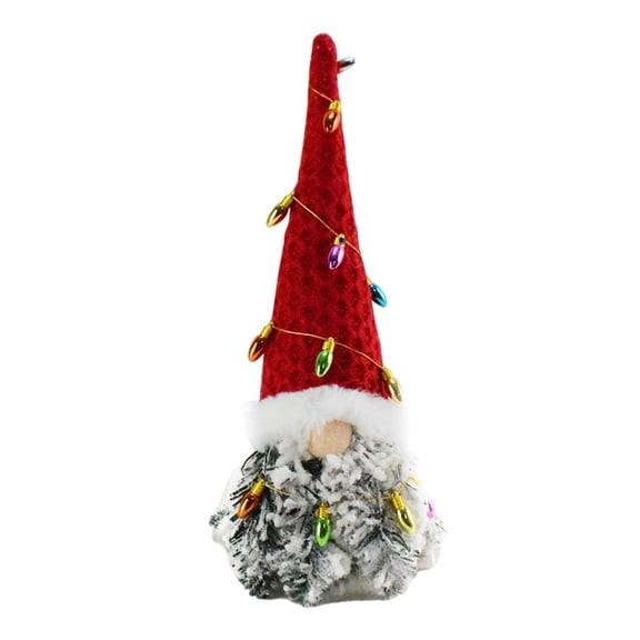 Plush Elderly Gnomes Dolls Christmas Decoration Swedish Tomtes Stuffed Figurine Toy with Colorful Faux String Light