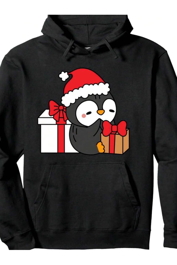 Christmas Cute Penguin With Gifts Funny Men Women Kids Tee Pullover Hoodie