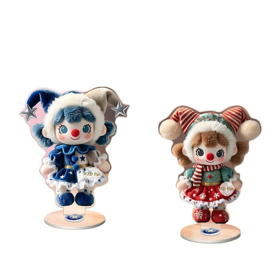Christmas Cute Red and Blue Clown, Festival Atmosphere 2D Acrylic 360 Rotating Ornament Gift for Holiday