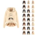 thumbnail image 1 of Christmas Cute Reindeer Hoodies for Women 2025 Long Sleeve Heavyweight Hooded Sweatshirt Pullover Tops, 1 of 5