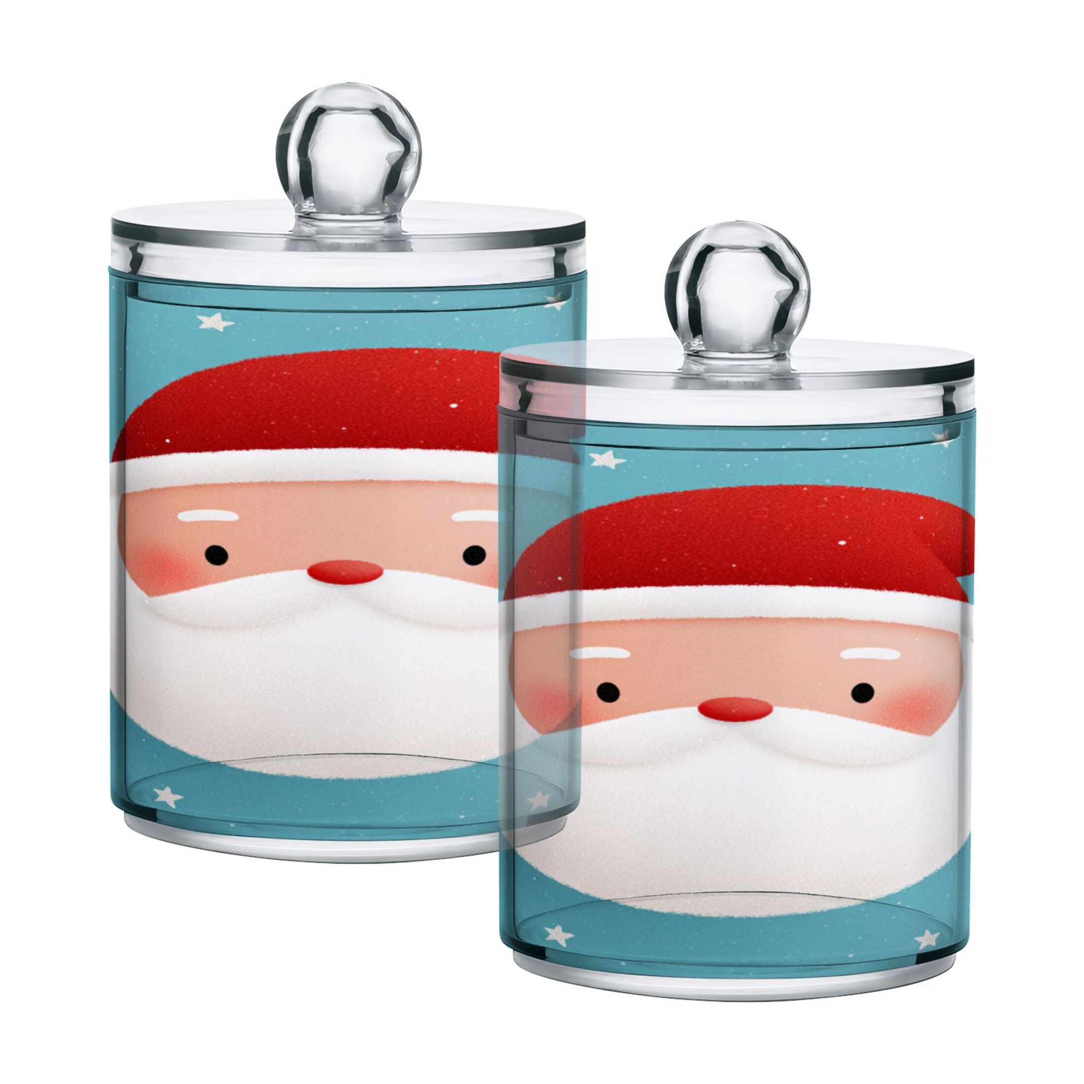 Translucent Santa Christmas Cute Santa Claus Face Snowflake Translucent Plastic Cans ...