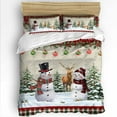 thumbnail image 1 of Christmas Cute Snowman Full Size Comforter Set, Elk Snowflakes Tree Plaid Winter Soft Bedding for All Seasons, 4 Pcs Bed Set with 1Comforter (86"x86") ,1 Sheet(80"x116"), 2 Pillowcases (19"x29"), 1 of 7