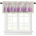 thumbnail image 1 of Christmas Cute Valances for Windows, Gradient Plaid Striped Colorful Polka Dot Xmas Tree Light Filtering Window Treatment Valances, Rod Pocket Small Curtains for Kitchen/Bathroom, 56"x16", 1 of 9