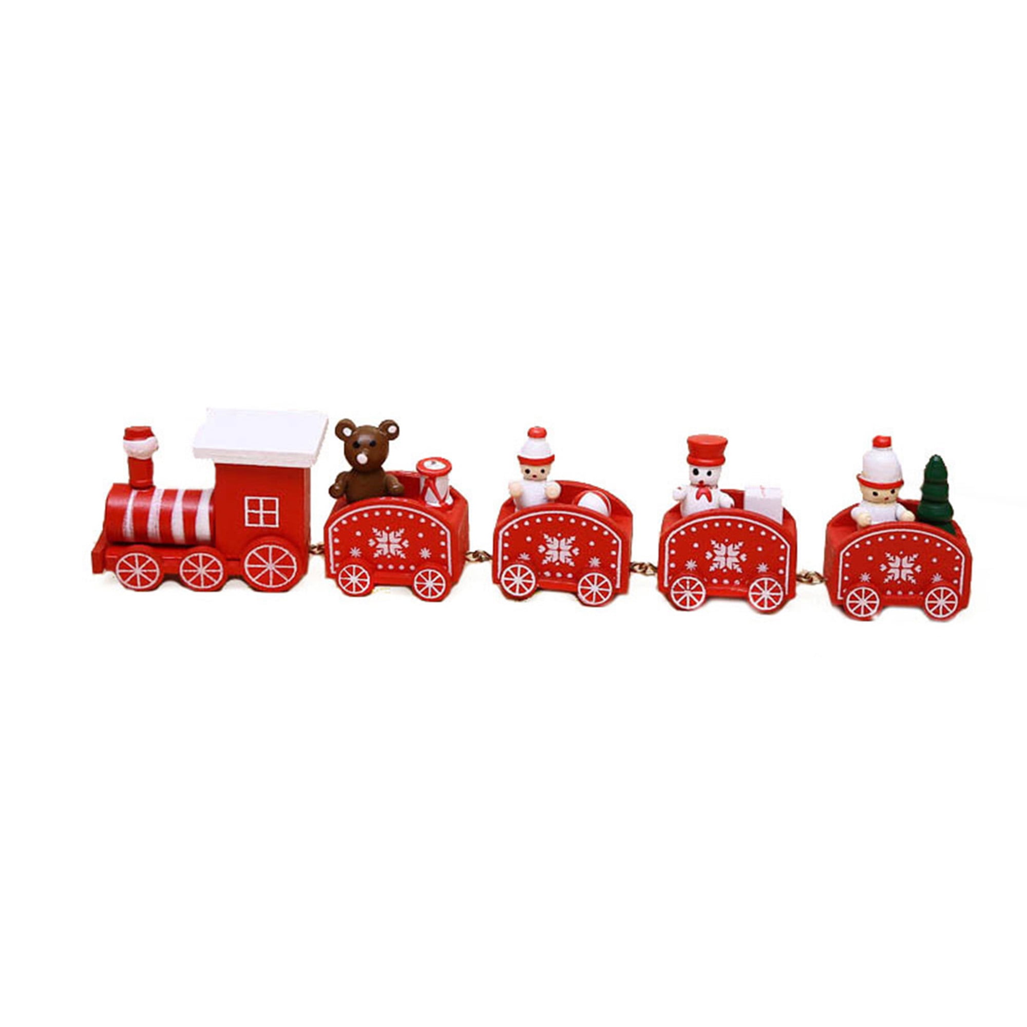 Christmas Cute Wooden Train, Bear Snowman Decor Ornament Kid Toys for ...