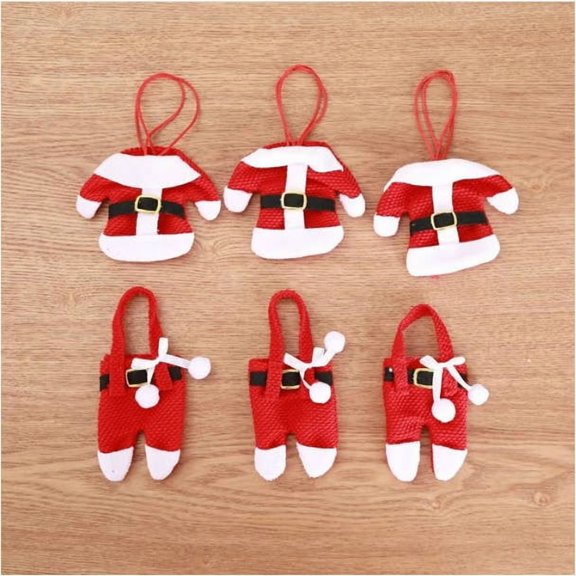 Christmas Cutlery Holder Set – Knife and Fork Covers in Santa Pants Design, Non-Woven Fabric Silverware Pouches for Holiday Dinner Table Decorations