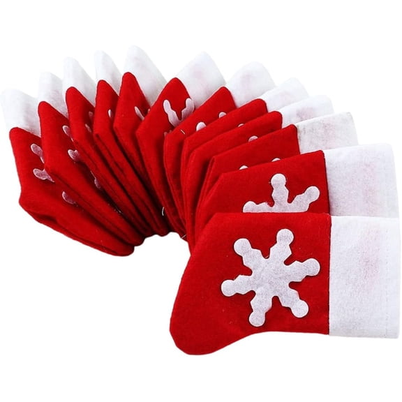 Christmas Cutlery Holders Set Silverware Storage Bags Stockings Fork Bag for Xmas Table Decor 12PCS, Christmas Fork Cover, Christmas Tableware Storage Bag
