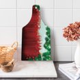 thumbnail image 1 of Christmas Cutting Board, Blurry Xmas Carol Background Santa Fir Rudolph Annual Festival Image, Decorative Tempered Glass Cutting and Serving Board, Wine Bottle Shape, Red Green White, by Ambesonne, 1 of 1