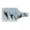 thumbnail image 1 of Christmas Cutting Board, Group of Penguins in Caps Walking on Snow with Surprise Christmas Presents, Decorative Tempered Glass Cutting and Serving Board, Wine Bottle Shape, Multicolor, by Ambesonne, 1 of 1
