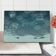 thumbnail image 1 of Christmas Cutting Board, Reindeer in the Snowy Sky with Crescent Moon in Town Illustration, Decorative Tempered Glass Cutting and Serving Board, Large Size, Blue and White, by Ambesonne, 1 of 1