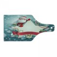 thumbnail image 1 of Christmas Cutting Board, Santa Claus Star Banner Snowflakes Ribbon and Candy Cane Tree Winter Season Theme, Tempered Glass Cutting and Serving Board, Wine Bottle Shape, Red White, by Ambesonne, 1 of 1