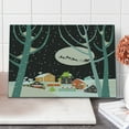 thumbnail image 1 of Christmas Cutting Board, Small Town Snowing Winter Flying Santa with Deer Silhouette Full Moon Image, Decorative Tempered Glass Cutting and Serving Board, in 3 Sizes, by Ambesonne, 1 of 2