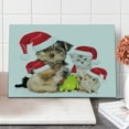 thumbnail image 1 of Christmas Cutting Board, Xmas Crew Cat Dog Bird Mouse and Rabbit Bunny with Santa Hats Grumpy Pets Picture, Decorative Tempered Glass Cutting and Serving Board, Large Size, Multicolor, by Ambesonne, 1 of 1