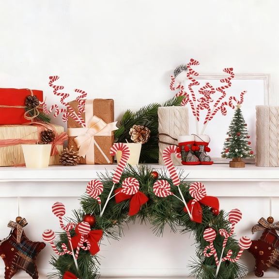 Christmas Cuttings Decorations – 17in Green & Red Flexible Plastic Branches for Tree, Wreath, Centerpiece, Mantel, Gift Box & Home Holiday Decor – 1PC