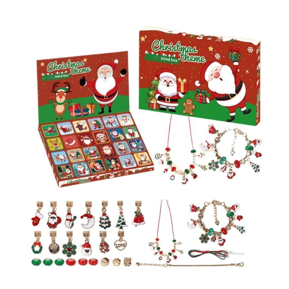 Christmas Charm Bracelet For Women – Gold & Silver Tone Enamel Santa, Snowflake & Tree Pendants With Pearls – Festive Holiday Jewelry Gift