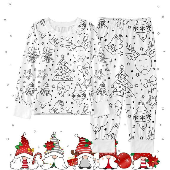 Christmas DIY Coloring Kids Pajama Holiday Family Matching Sleepwear For Children Festive Flannel Outfit 4-5 Years