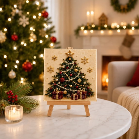 Christmas DIY Craft Kit Decoration Set, Holiday Handmade Ornament Project, pearl art diy kit Creative Seasonal Artwork Activity, Pearl Painting for Adults Home Decor Gift and Hobby Craft