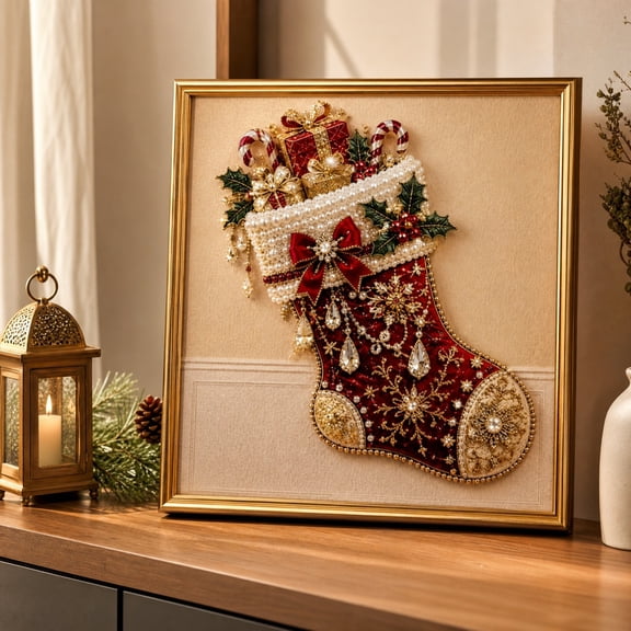 Christmas DIY Craft Kit Holiday Themed Handmade Wall Art Decor Set with Festive Designs Beginner-Friendly Creative Activity for Adults Families Perfect Holiday Gift