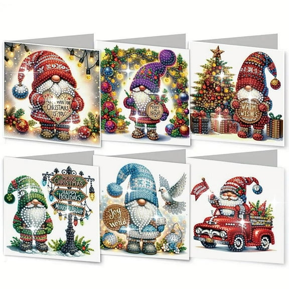 Christmas DIY Diamond Greeting Cards Set, DIY Diamond Art Painting Christmas Style Greeting Card, DIY Christmas Card Making Kits for Family Friends Handmade Gift