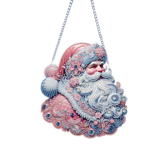 Christmas DIY Diamond Painting Hanging Ornament Kit,Santa Claus Diamond Art Pendant Set,Christmas Tree Door Window and Wall Holiday Decor