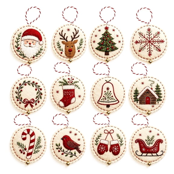 Christmas DIY Embroidery Ornament Kit, Handmade Santa Claus and Snowman Christmas Crafts for Adults, Beginner Embroidery Craft Set with Fabric, Needles and Guide, Holiday Decor