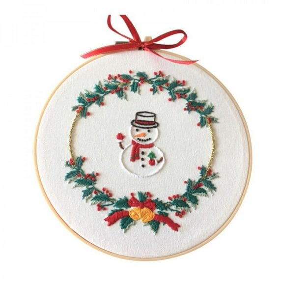 Christmas DIY Embroidery Ribbon Set,Beginners Embroidery Sewing Cross-stitch Kit Set,Embroidery Handmade Crafts Hand-stitched Ornament for Home Christmas Decoration Xmas Gift