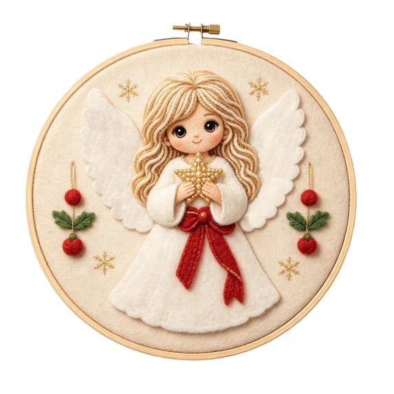 Christmas DIY Felt Material Kit, Non Woven Fabric Handmade Craft for Festival Theme Decorative Crafting Process 1 Set Angel
