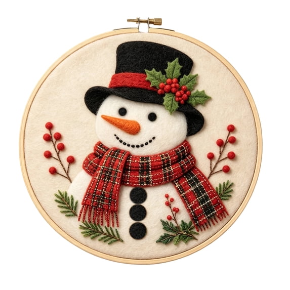 Christmas DIY Felt Material Kit, Non Woven Fabric Handmade Craft for Festival Theme Decorative Crafting Process 1 Set Snowman