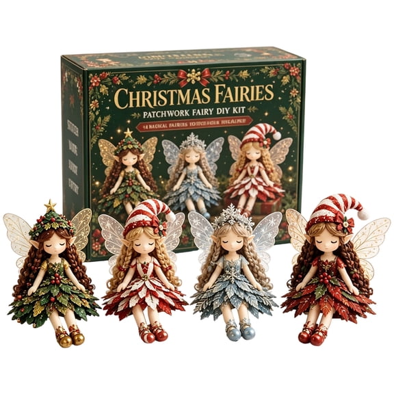 Christmas DIY Flower Fairies Sewing Kit Christmas Fairy Patchwork Collection Make 4 Winged Elf Dolls with Complete Supplies Beginner Craft