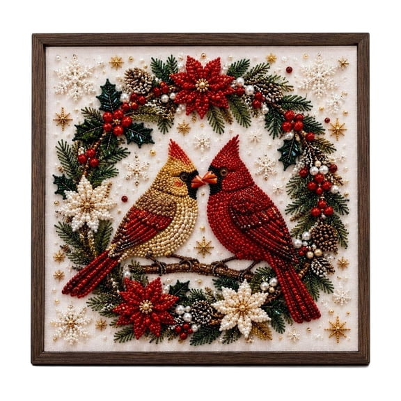 Christmas DIY Pearl Diamond Art Kit, Christmas Pearl Diamond Painting Craft Kit Wall Art Home Decor, Christmas Cardinal Pattern C-1pcs