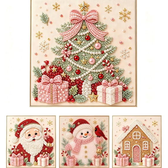 Christmas DIY Pearl Painting Set, 7.87inch Pearl Diamond Art Diy Kits DIY Pearl Painting Kit,Ideal As A Handmade Holiday Gifts- (Christmas tree)