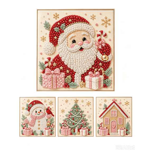 Christmas DIY Pearl Painting Set, 7.87inch Pearl Diamond Art Diy Kits DIY Pearl Painting Kit,Ideal As A Handmade Holiday Gifts - (Santa)