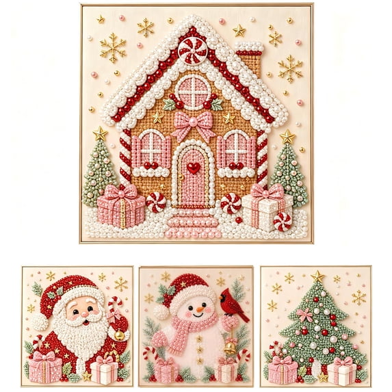Christmas DIY Pearl Painting Set, 7.87inch Pearl Diamond Art Diy Kits DIY Pearl Painting Kit,Ideal As A Handmade Holiday Gifts - (gingerbread house)