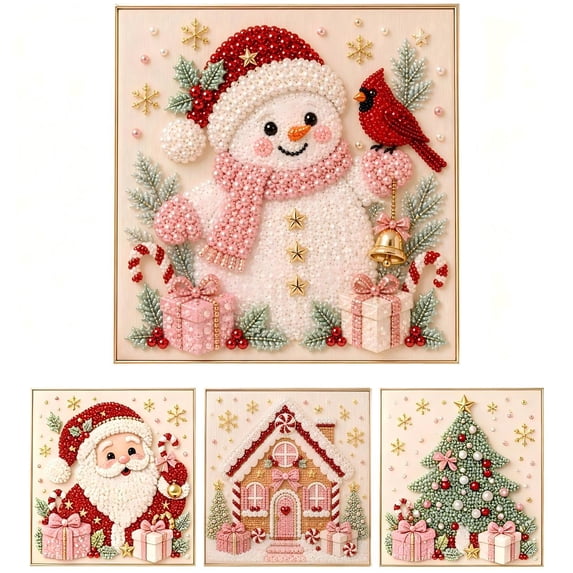 Christmas DIY Pearl Painting Set, 7.87inch Pearl Diamond Art Diy Kits DIY Pearl Painting Kit,Ideal As A Handmade Holiday Gifts - (snowman)