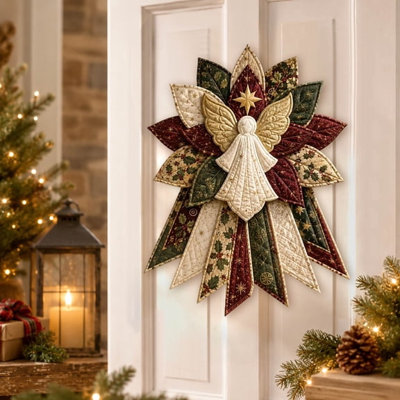Christmas DIY Quilted Door Hanger Sewing Craft Kit with Patchwork Design for Front Door Angel