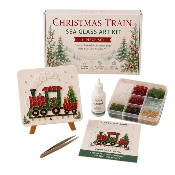Christmas DIY Sea Glass Art Kit, Festive Handmade Painting Set for Adults Beginners, Holiday Home Decor Craft Kit