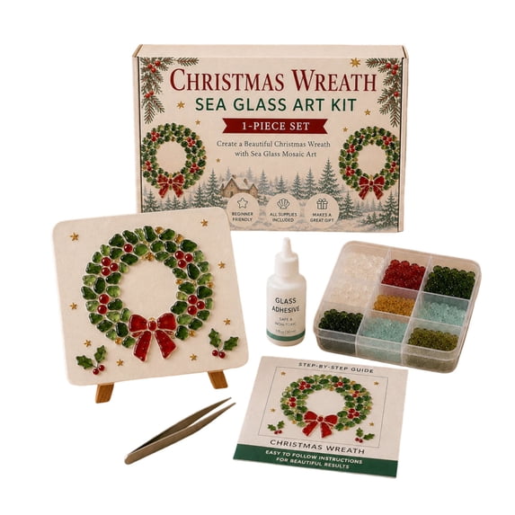 Christmas DIY Sea Glass Art Kit, Festive Handmade Painting Set for Adults Beginners, Holiday Home Decor Craft Kit