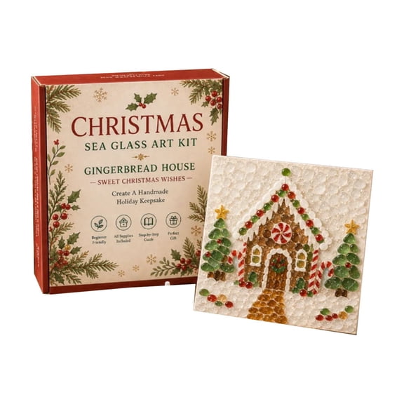Christmas DIY Sea Glass Craft Kit,Creative Craft Set for Home and Desk Decor,Christmas Gift for Craft Enthusiasts and Beginners